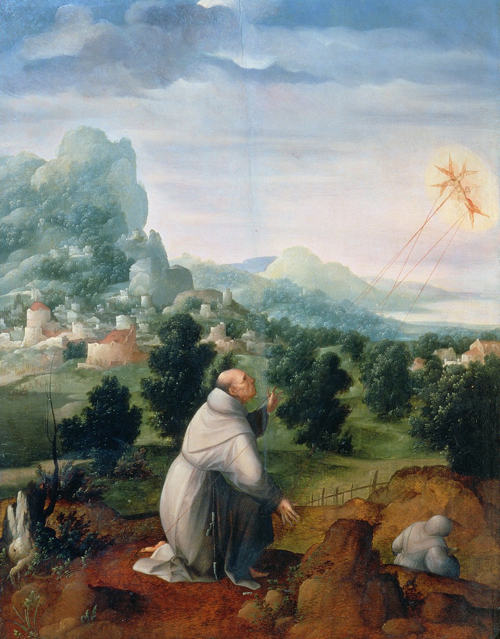 St Francis tar emot Stigmata (panel) av Jan van Scorel
