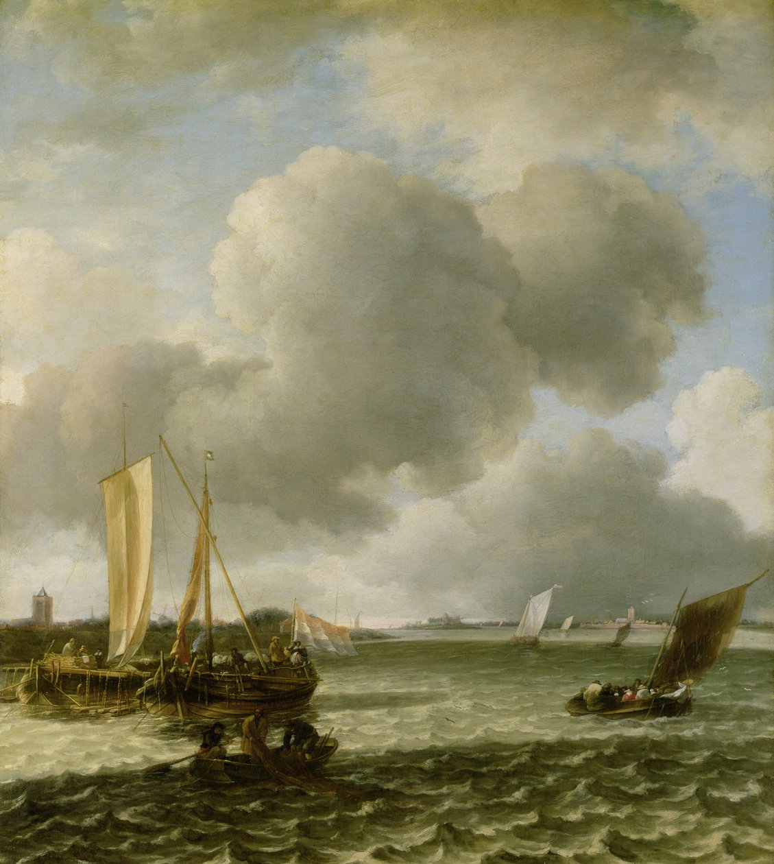 Båtar på floden Waal, 1650-talet av Jan van de Capelle or Cappelle