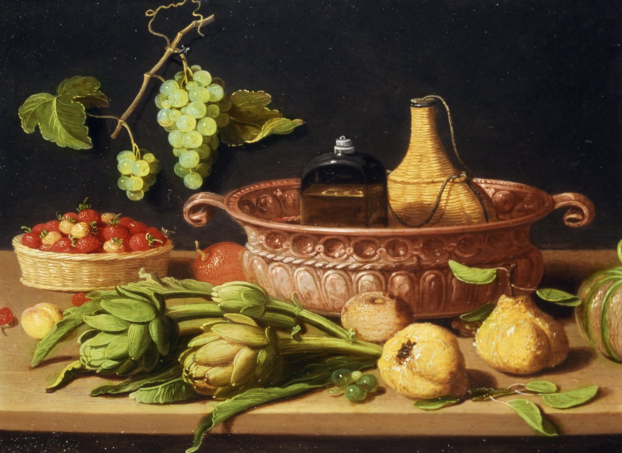 Ett stilleben med kronärtskockor (olja på koppar) av Jan van Kessel the Elder