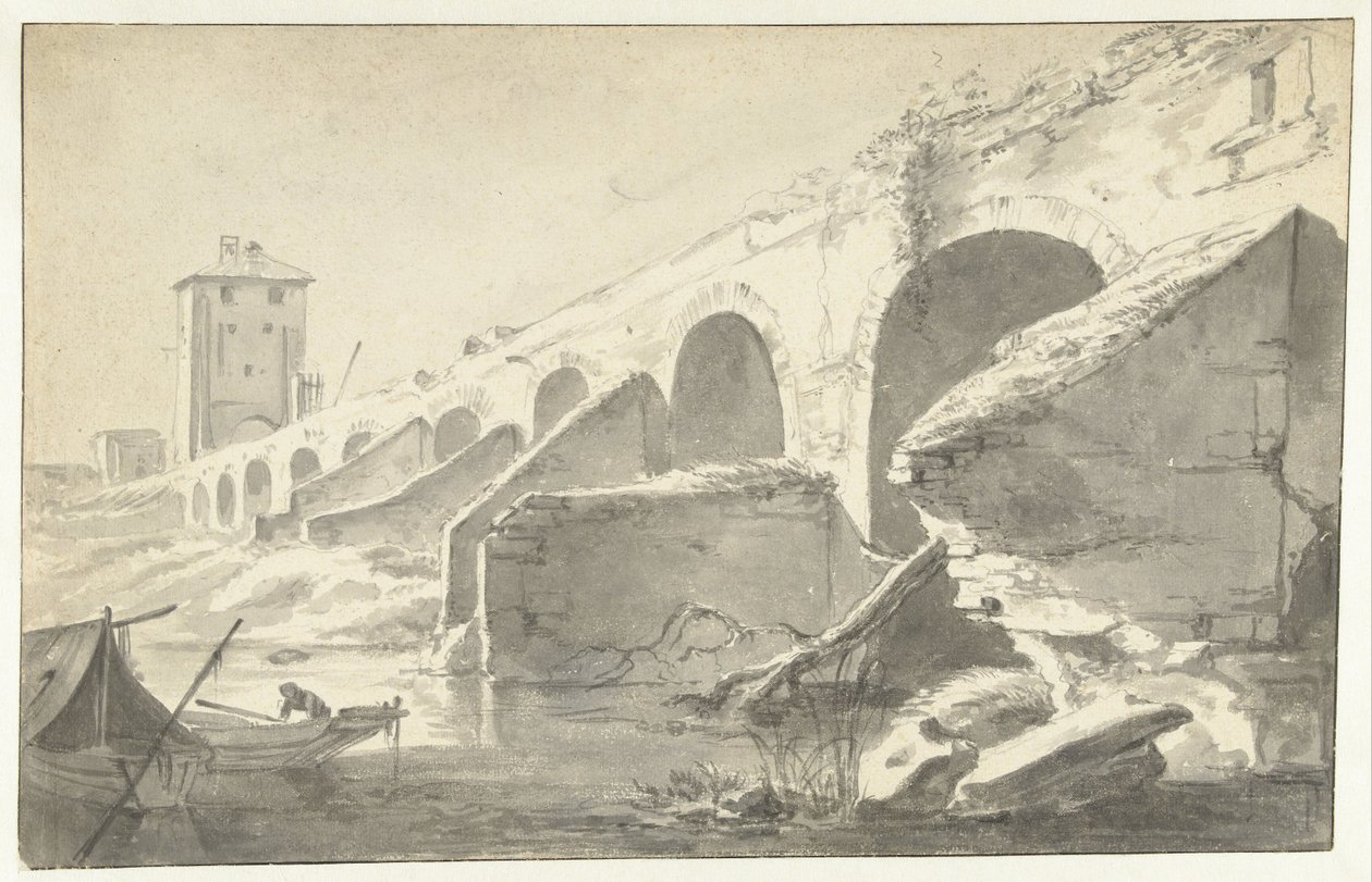 Ponte Molle te Rom (?) av Jan Asselijn