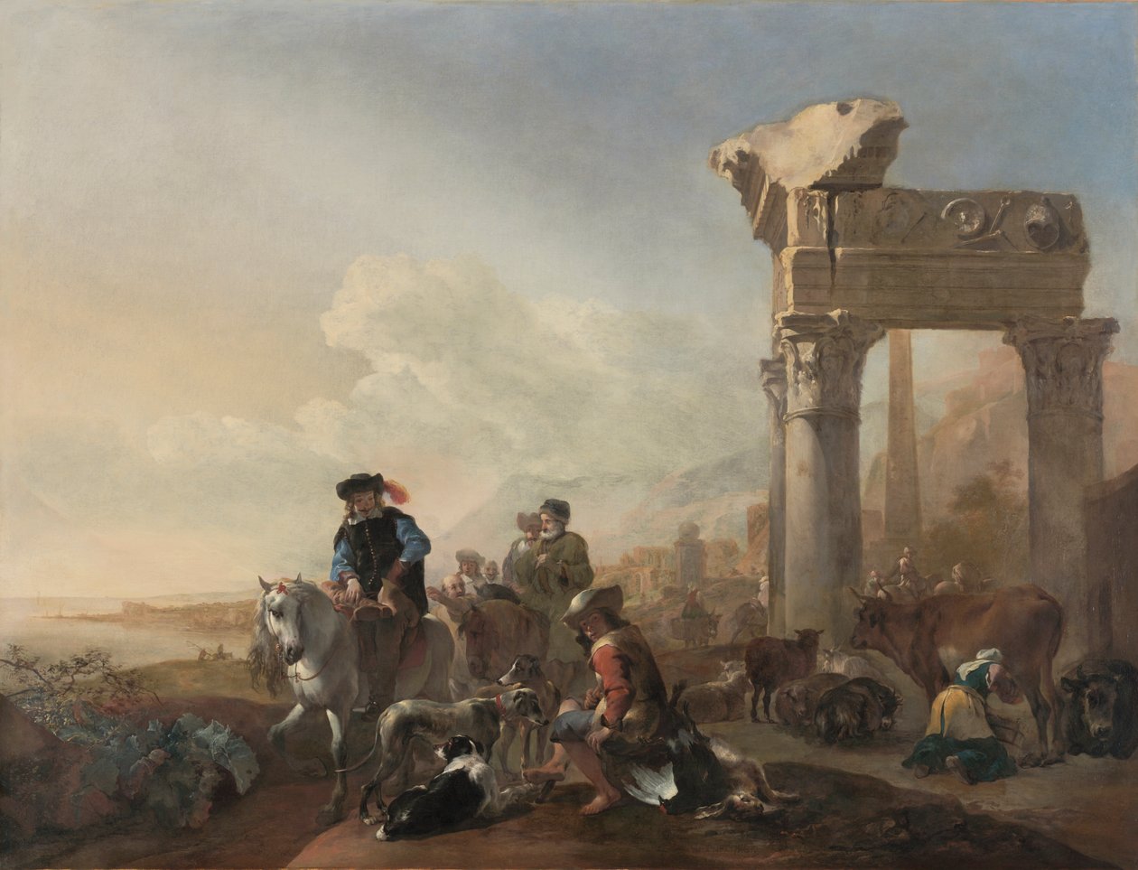 Jägare nära ruiner av Jan Baptist Weenix