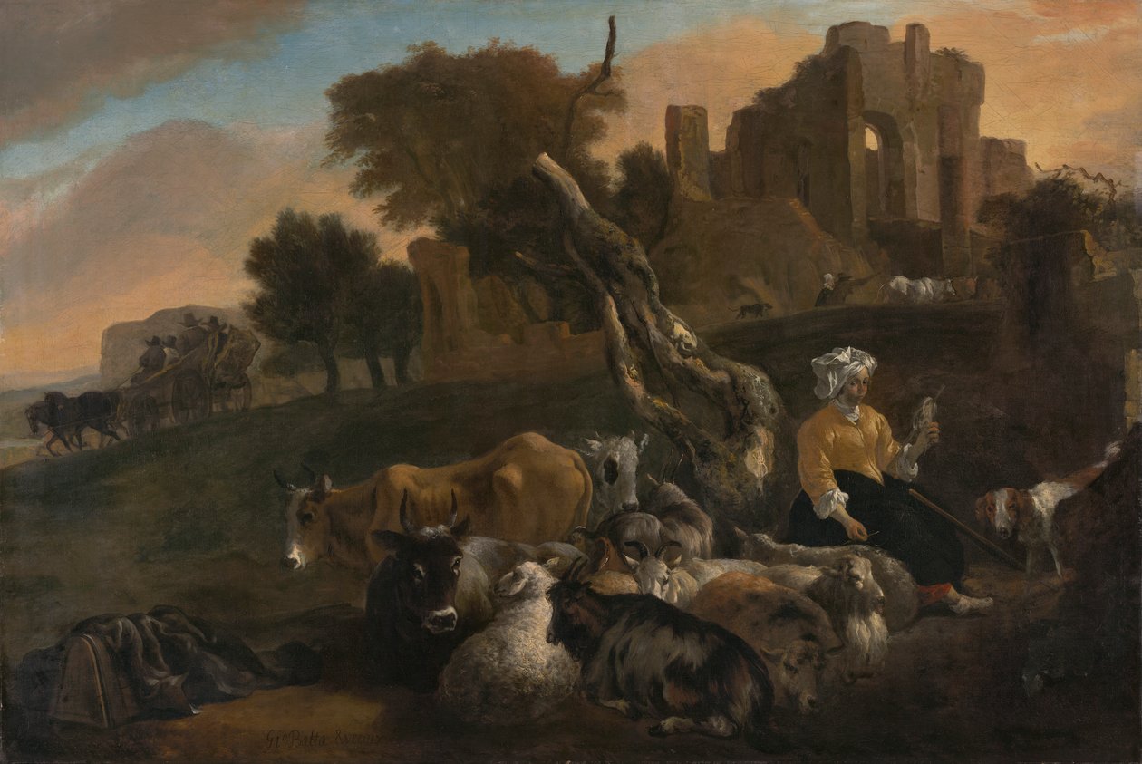 Landskap med herdinna av Jan Baptist Weenix