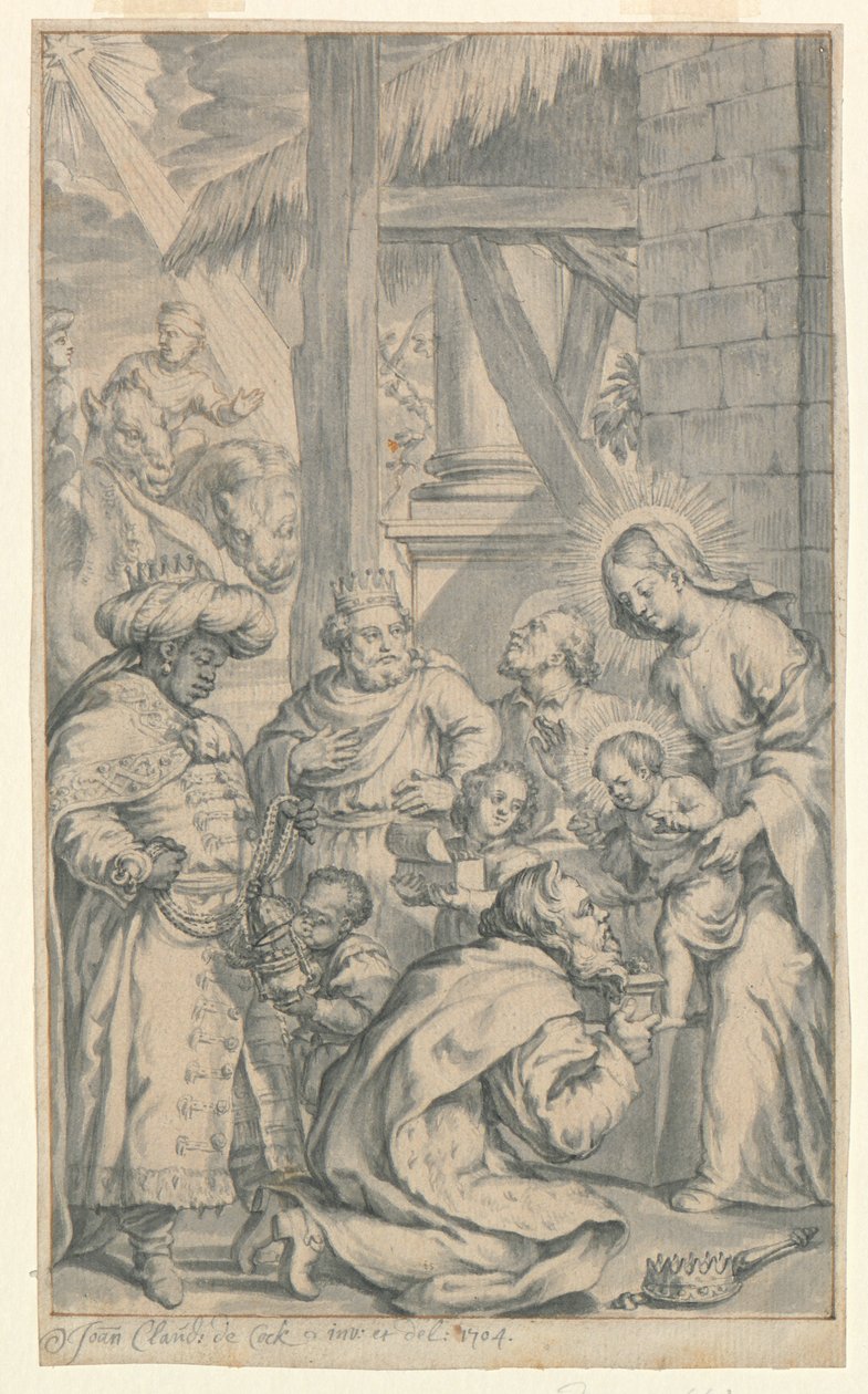 Tillbedjan av de tre vise männen av Jan Claudius de Cock
