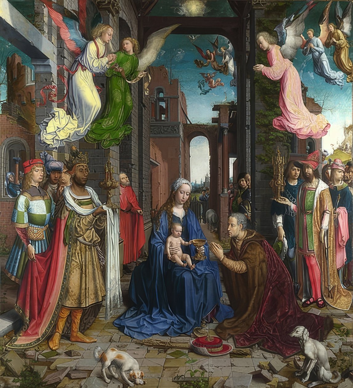 Tillbedjan av Magi. 1510-15 av Jan Gossaert