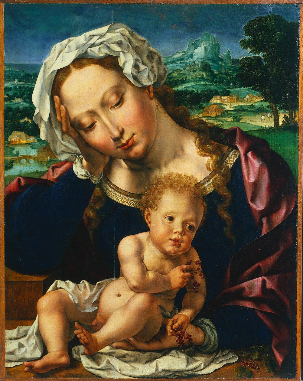 Jungfru och barn i ett landskap, 1531. av Jan Gossaert