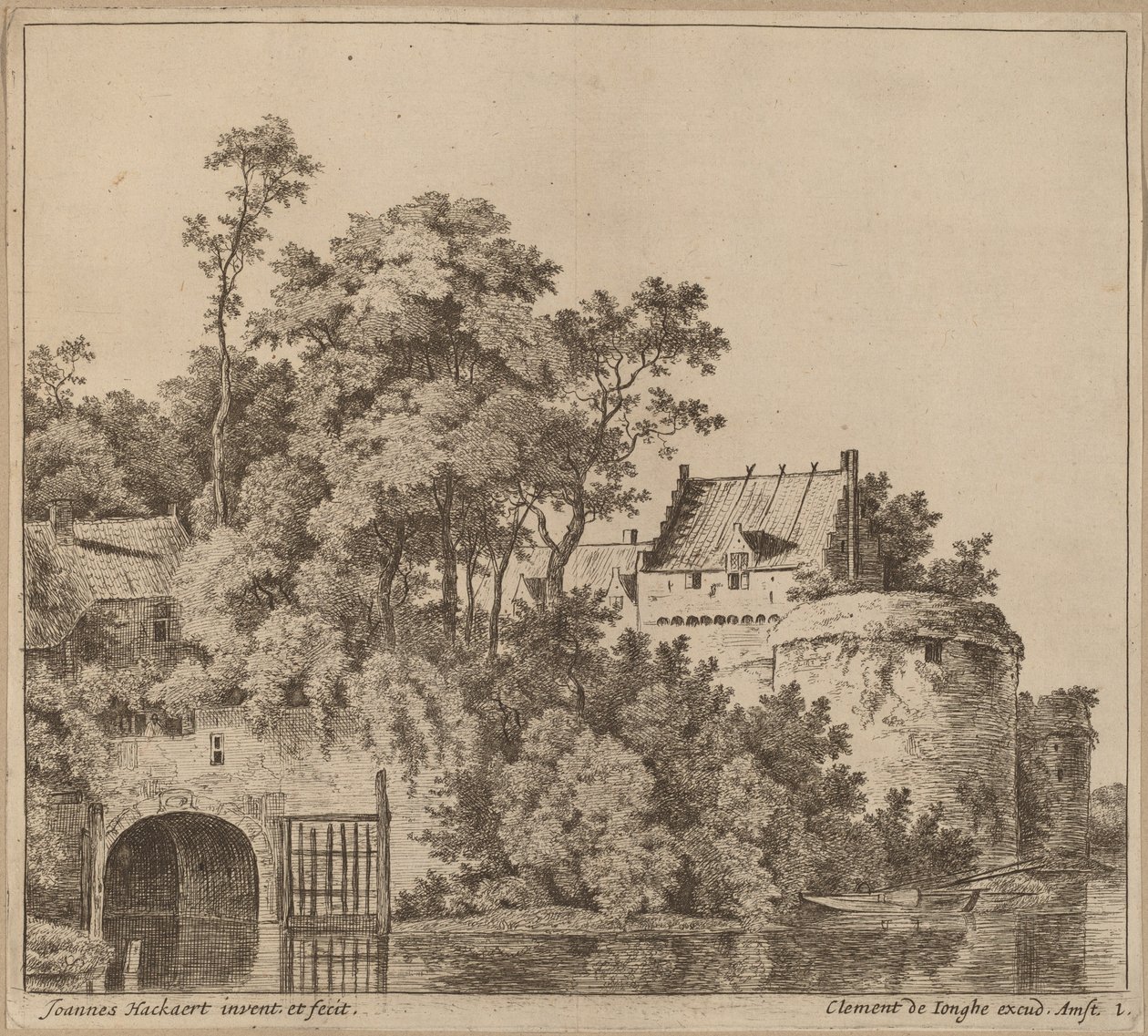 Liten stad (stadsporten vid Gorkum?) av Jan Hackaert