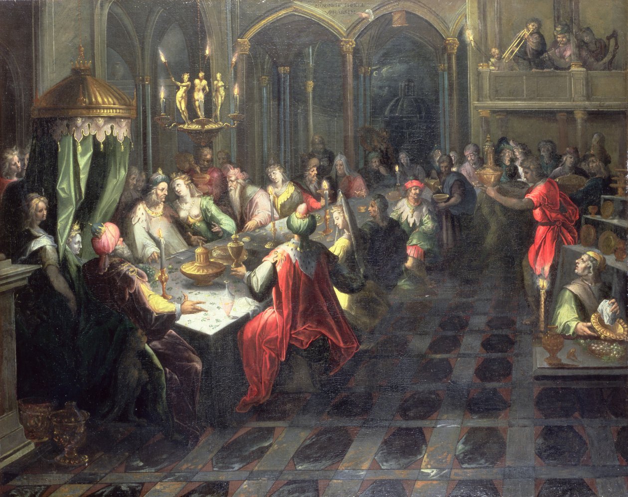 Belsassars högtid, ca 1600 av Jan Harmensz. Mutter