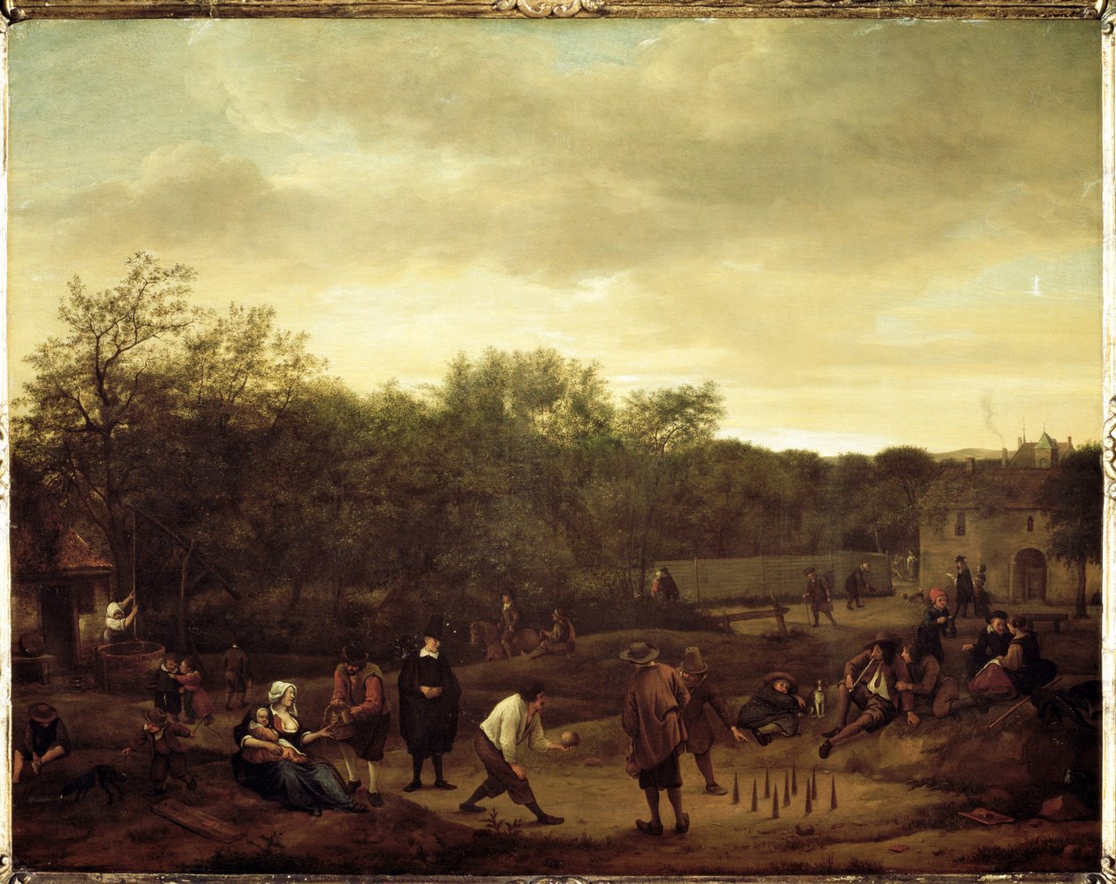 Bönder som spelar bollar i Holland (Målning av Jan Havicksz. Steen