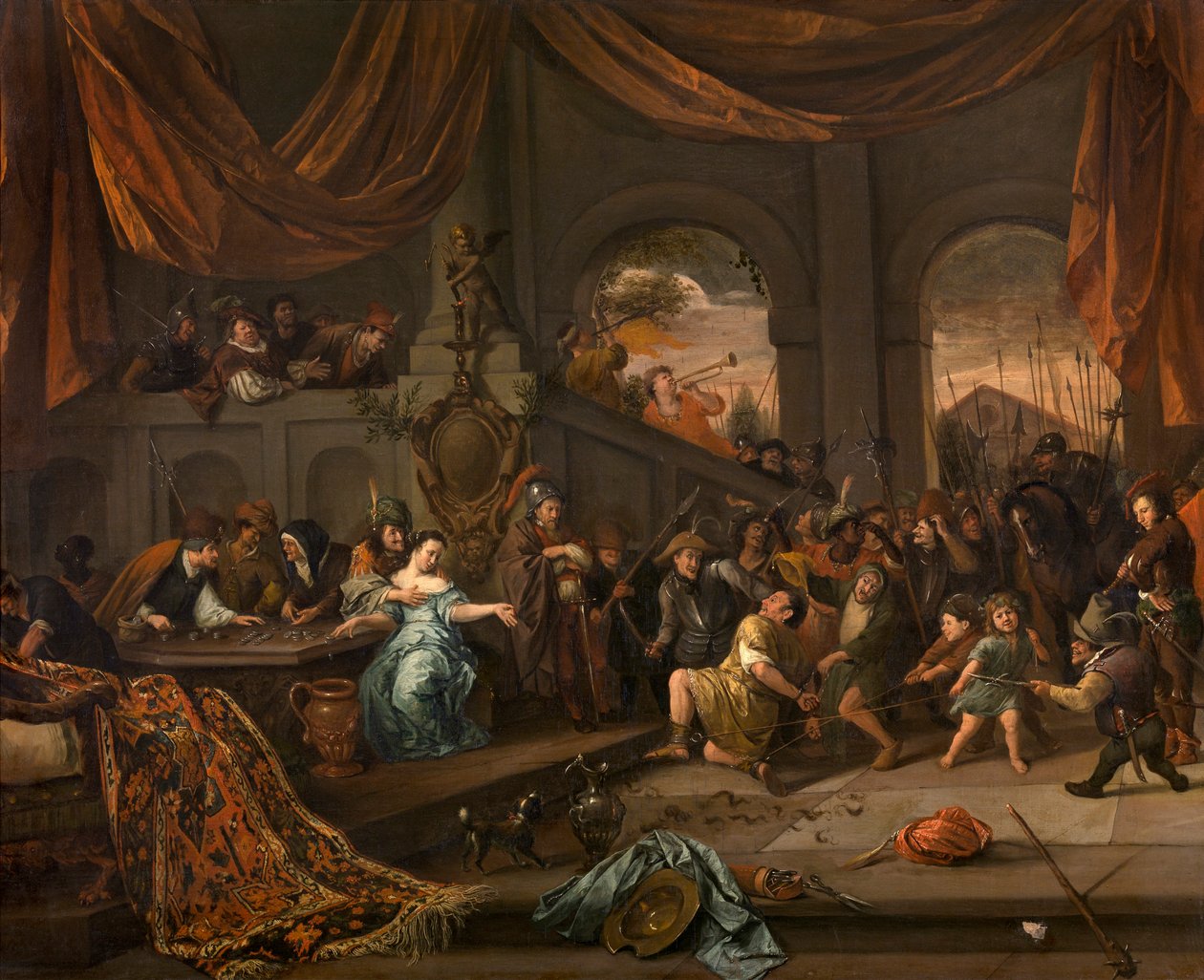 The Mocking of Simson, ca 1675. av Jan Havickszoon Steen