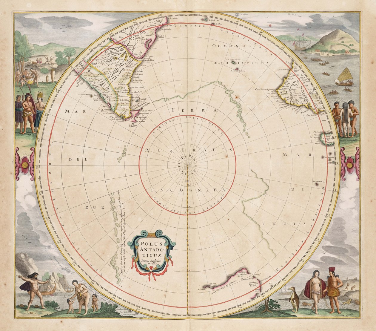 1657 karta Polus Antarcticus av Jan Janssonius