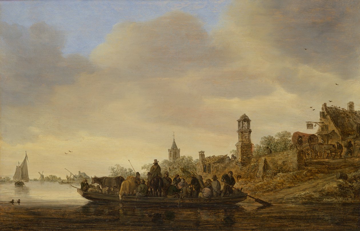 Färjan (olja på panel) av Jan Josephsz van Goyen