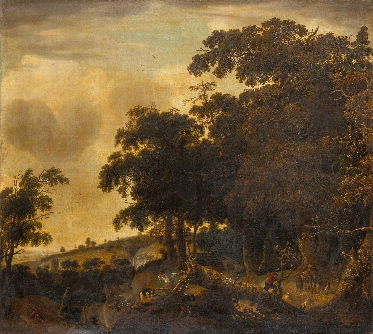 Ett skogslandskap med vedhuggare (olja) av Jan Looten