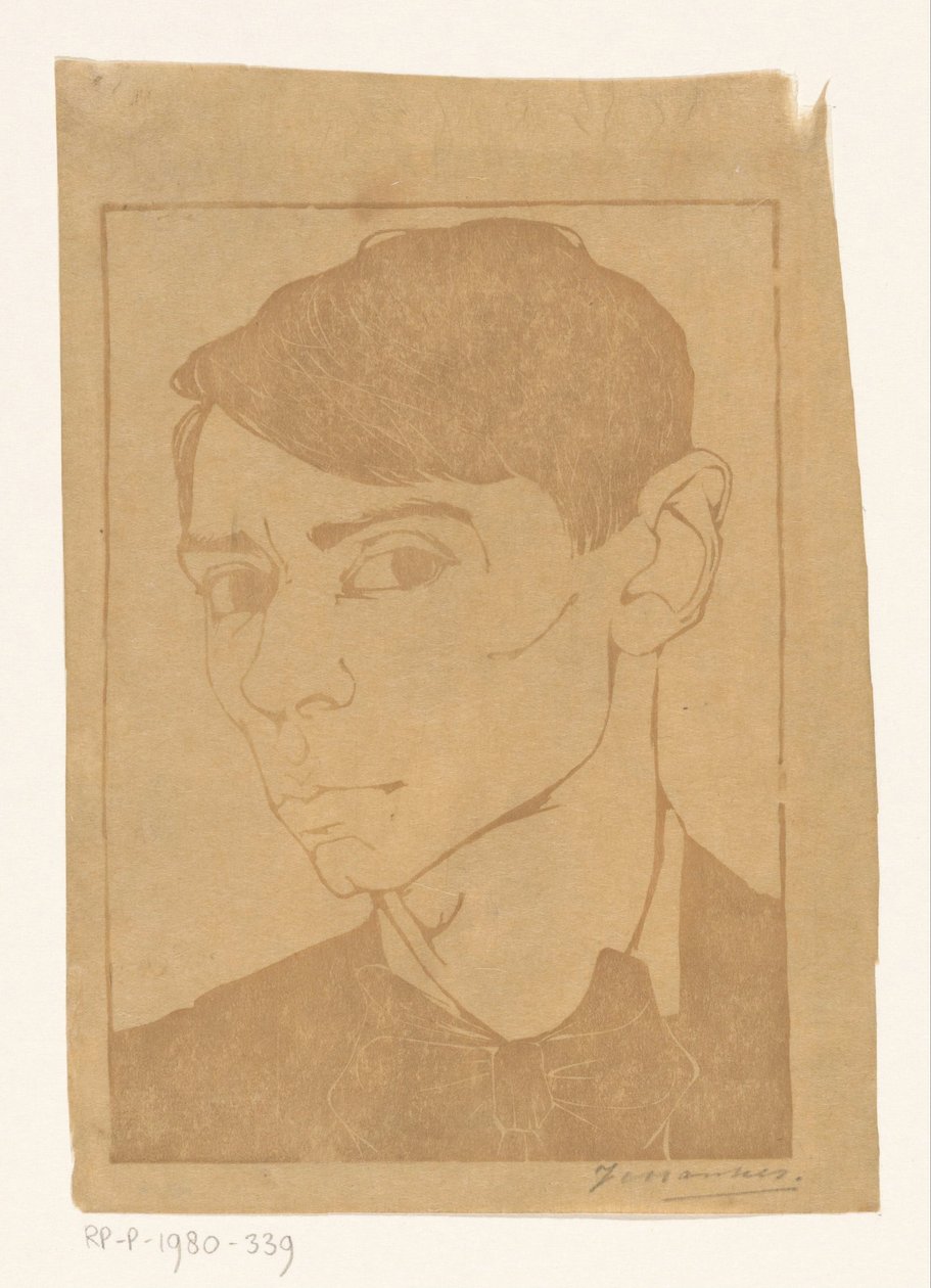 Självporträtt med fluga av Jan Mankes (signed by artist)