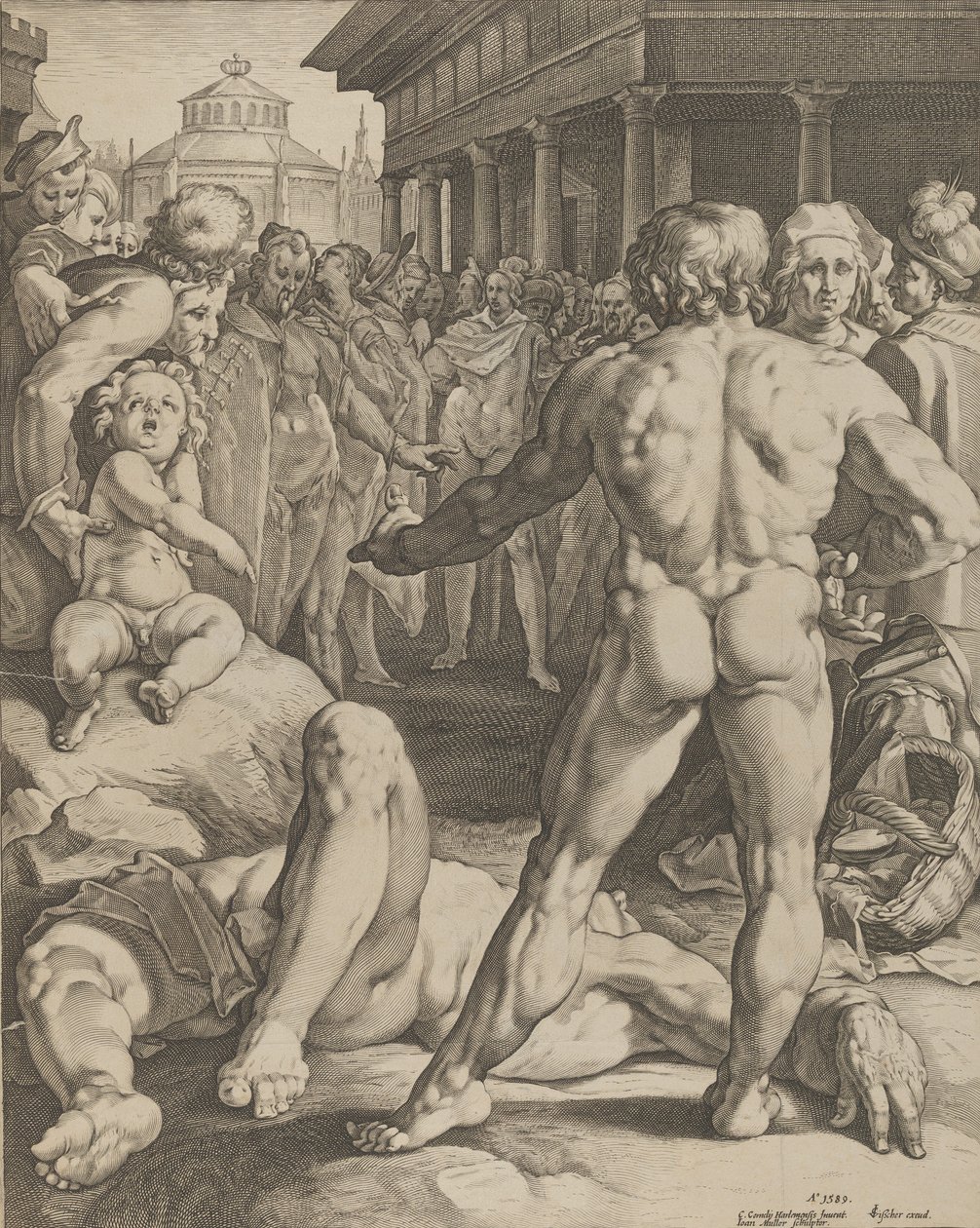 Kampen mellan Ulysses och Irus, ca. 1590 av Jan Muller