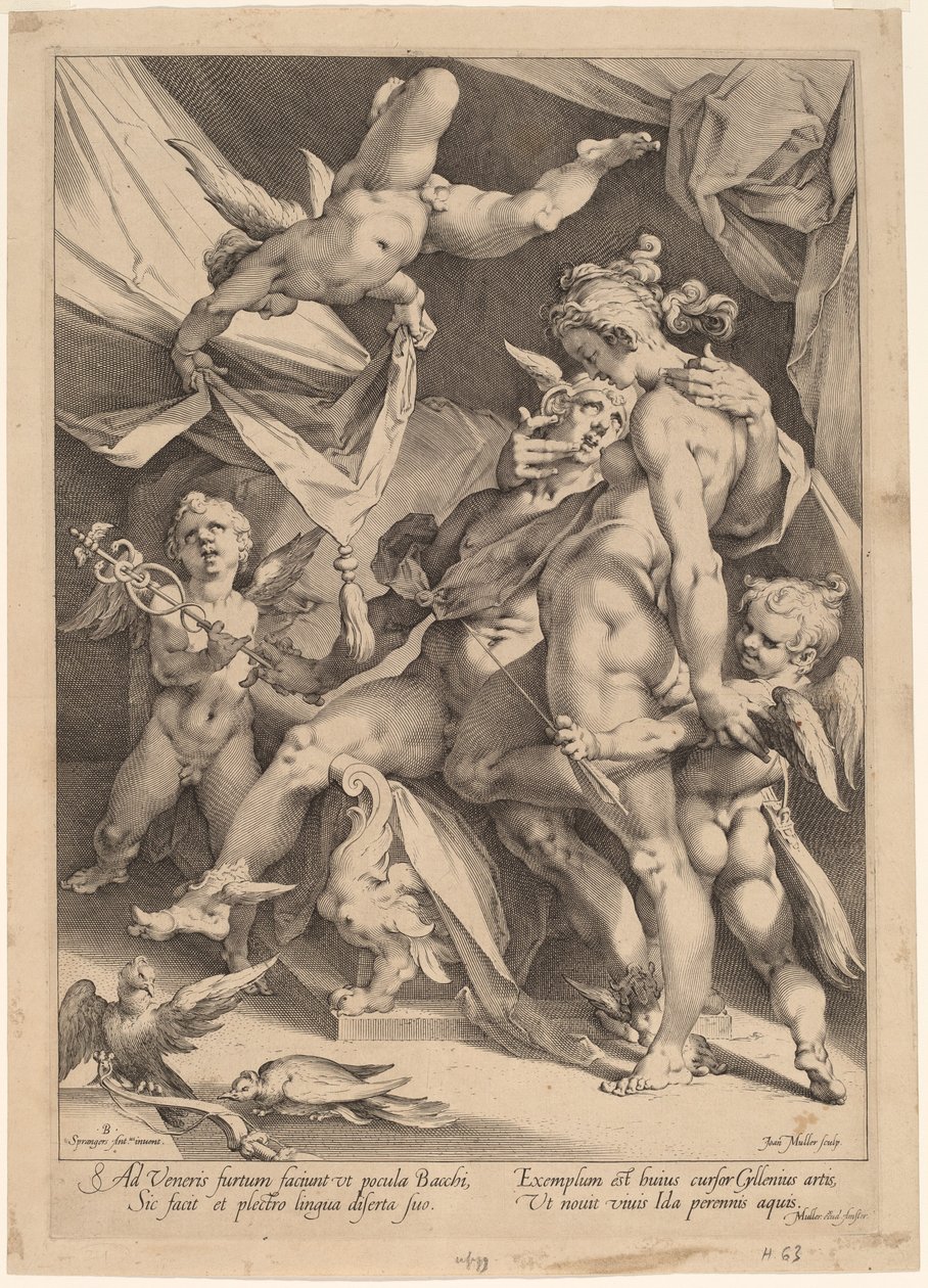 Venus och Merkurius av Jan Muller, after Bartholomaeus Spranger