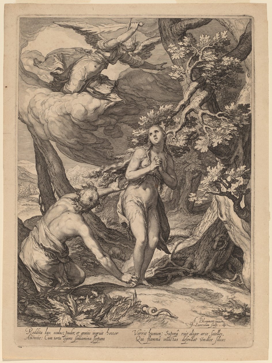 Utvisning från Eden av Jan Pietersz Saenredam after Abraham Bloemaert