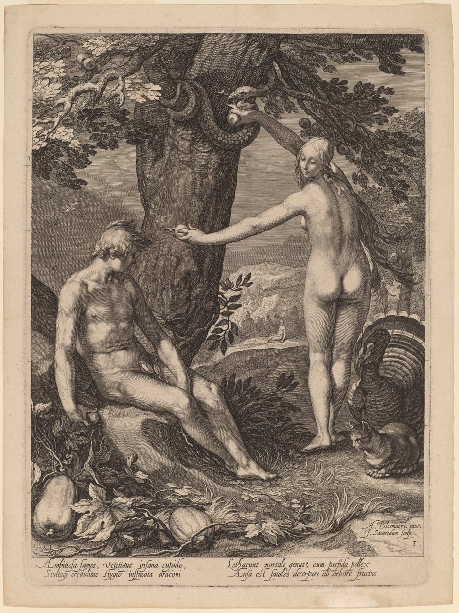 Människans frestelse av Jan Pietersz Saenredam after Abraham Bloemaert