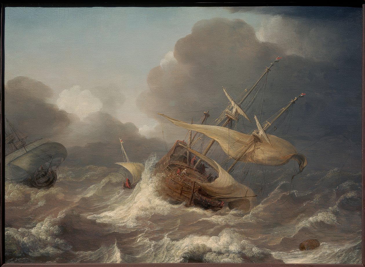 Holländska fartyg i en storm av Jan Porcellis