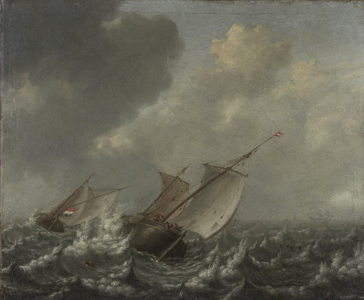 Fartyg på ett hackigt hav, 1620-talet av Jan Porcellis