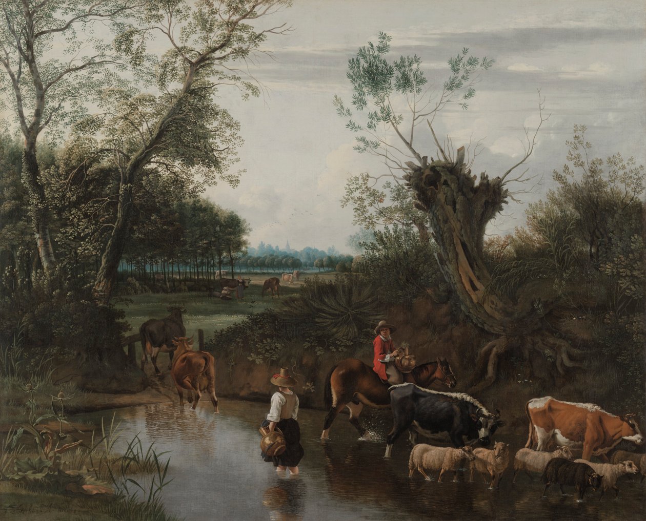 Bönder korsar en bäck, ca. 1670. av Jan Siberechts