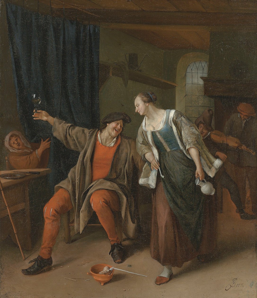 Ett bondepar som umgås på ett värdshus av Jan Steen
