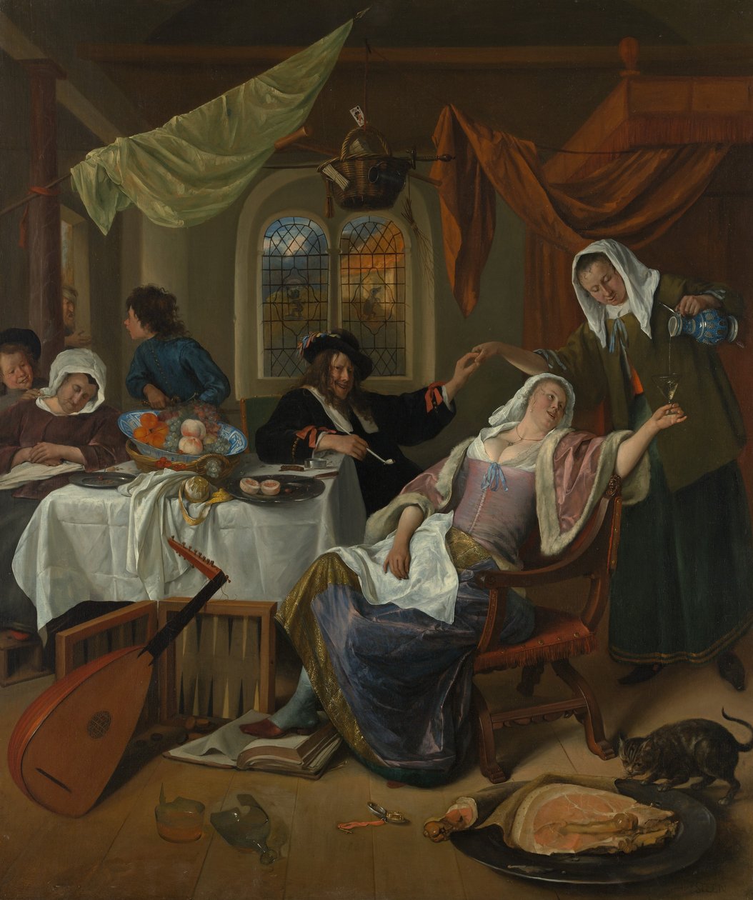 The Dissolute Household, ca. 1663-64. av Jan Havickszoon Steen