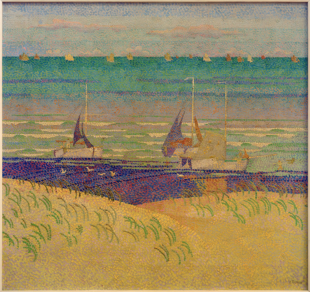 Dynlandskap med segelbåtar av Jan Toorop