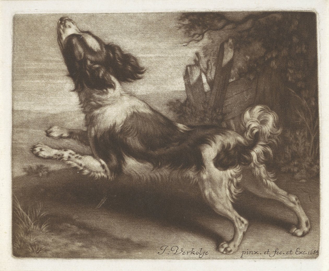 Löpande hund, möjligen en spaniel av Jan Verkolje (I)