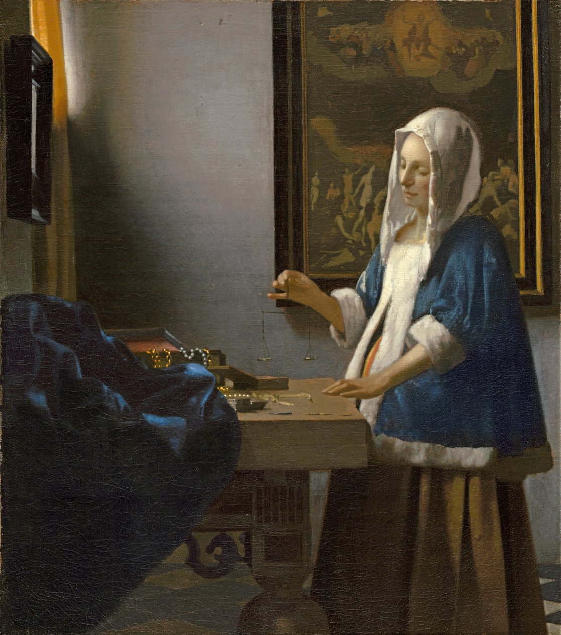 Kvinna som håller en balans av Jan Vermeer van Delft