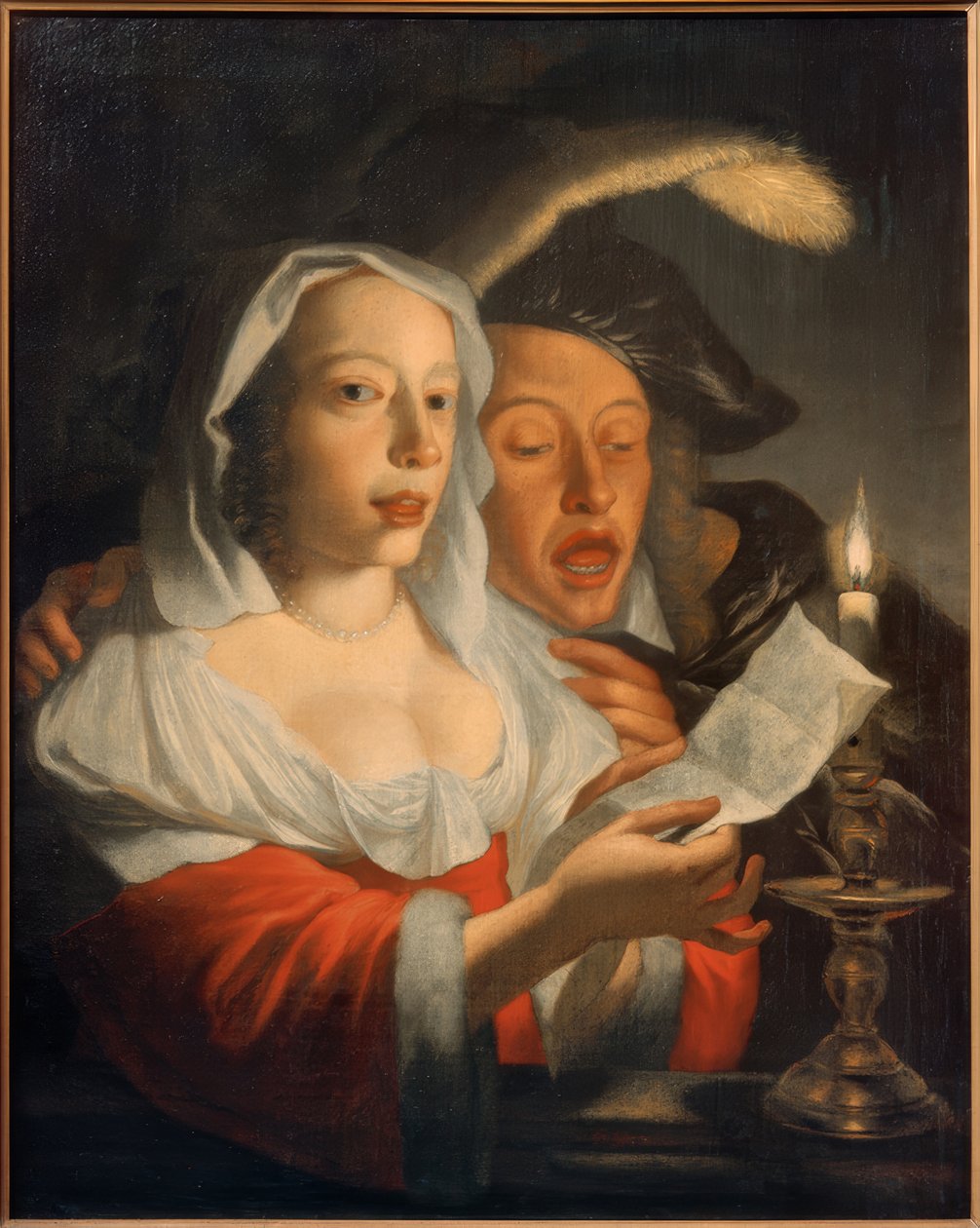 Sjungande par vid levande ljus av Jan Vermeer van Utrecht