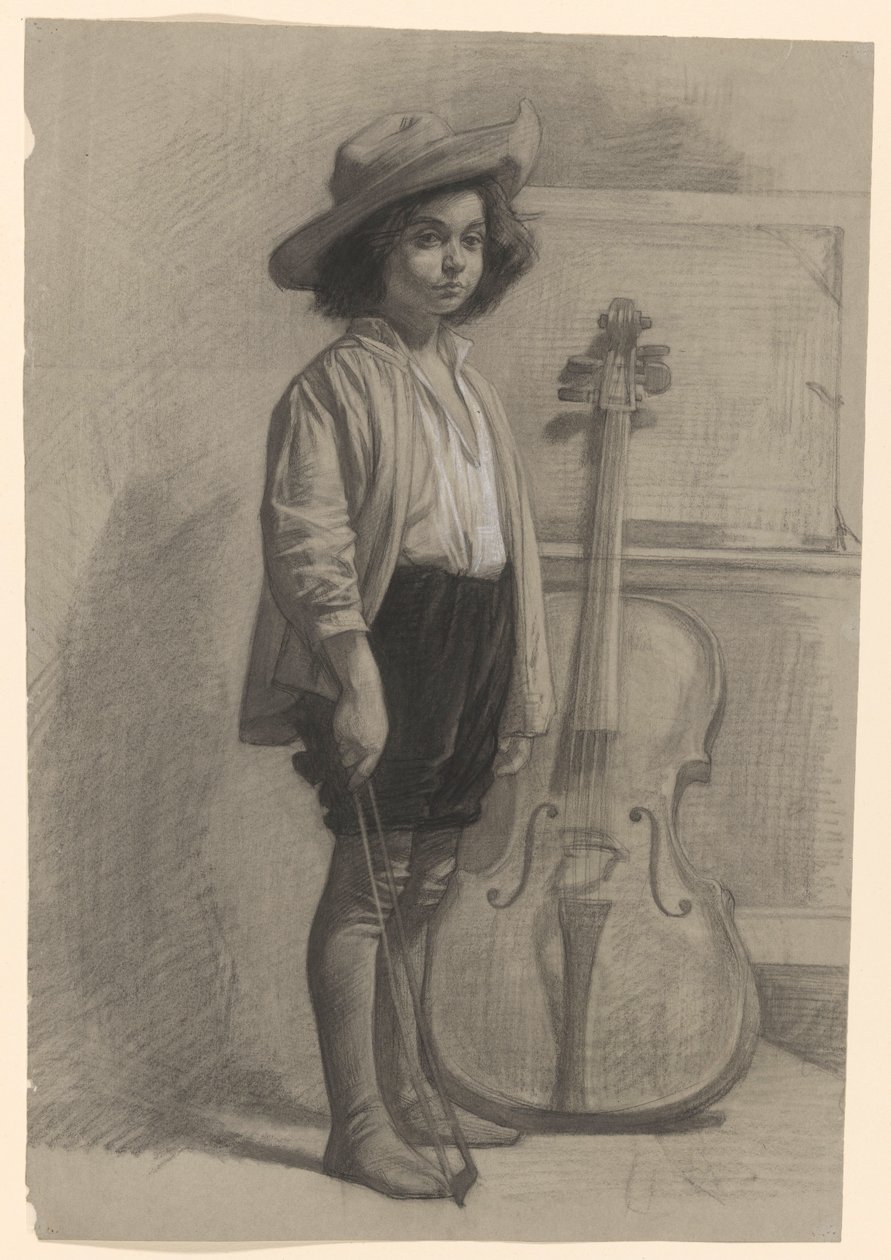 Pojke som står vid en cello av Jan Veth