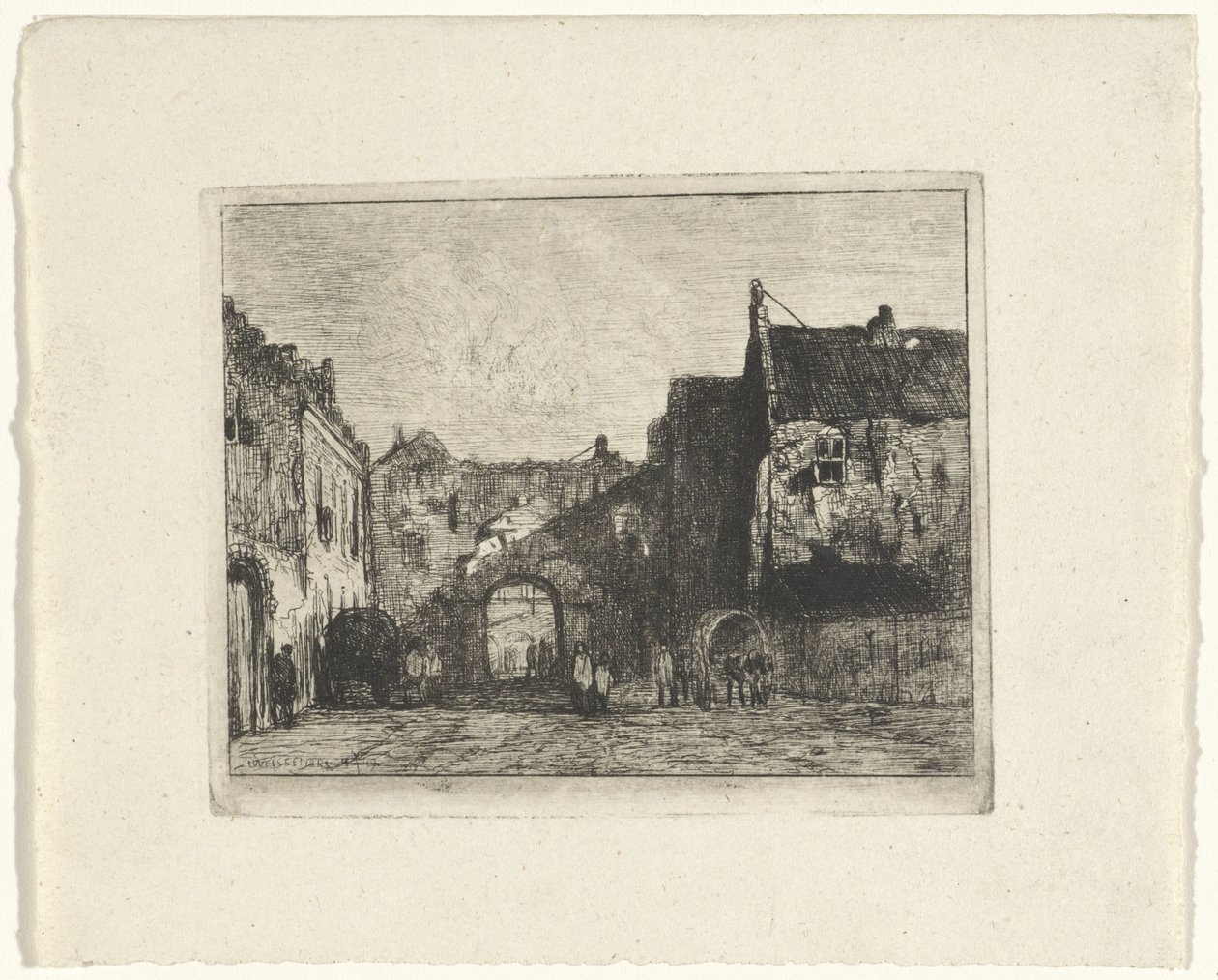 Utsikt över Binnenhof av Jan Weissenbruch