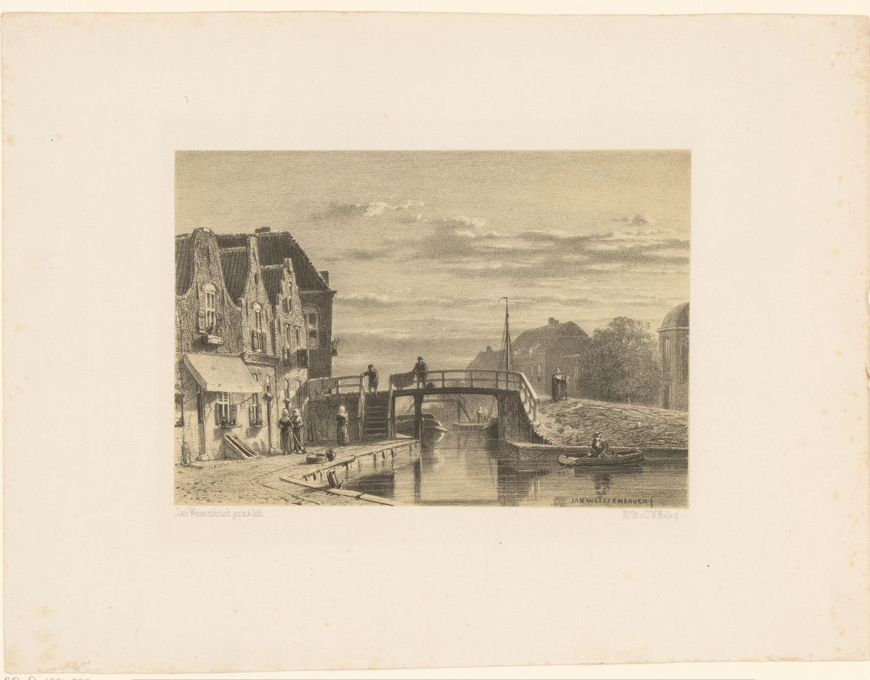 Stadsbild med kanal av Jan Weissenbruch