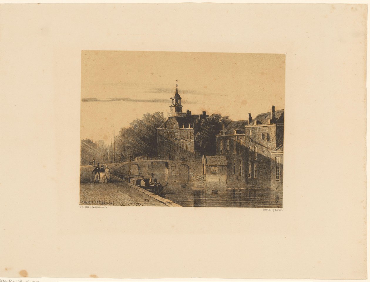 Stadsbild med kanal av Jan Weissenbruch