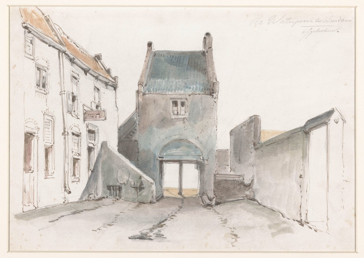 Steigerpoort i Leerdam Vattenporten i Leerdam av Jan Weissenbruch