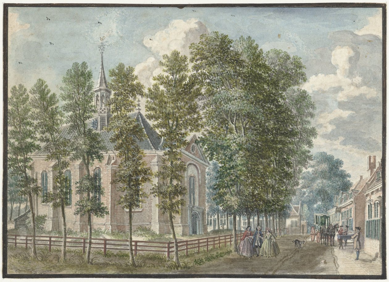 Utsikt över kyrkan i Bloemendaal av Jan de Beijer