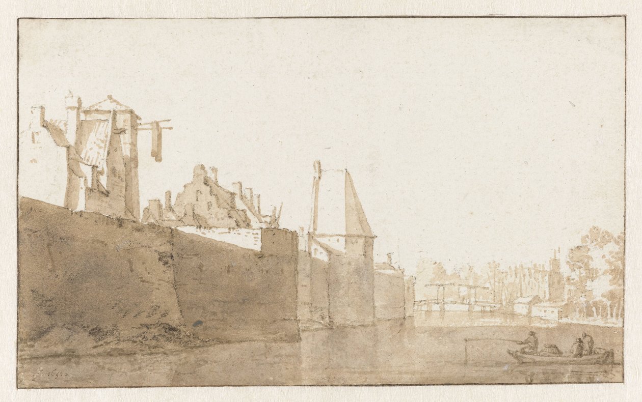 Utsikt över stadsmuren i Leiden av Jan de Bisschop