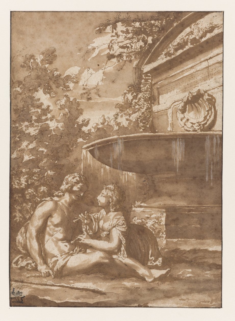 Idyll vid en fontän av Jan de Bisschop