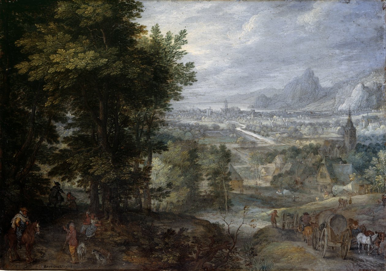 Ett skogslandskap av Jan the Elder Brueghel