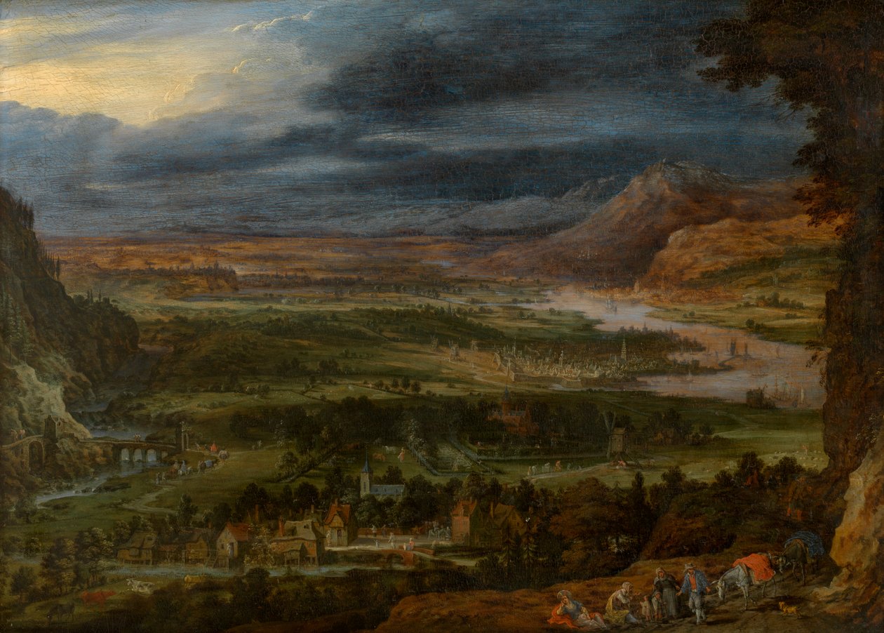 Landskap (olja) av Jan the Elder Brueghel