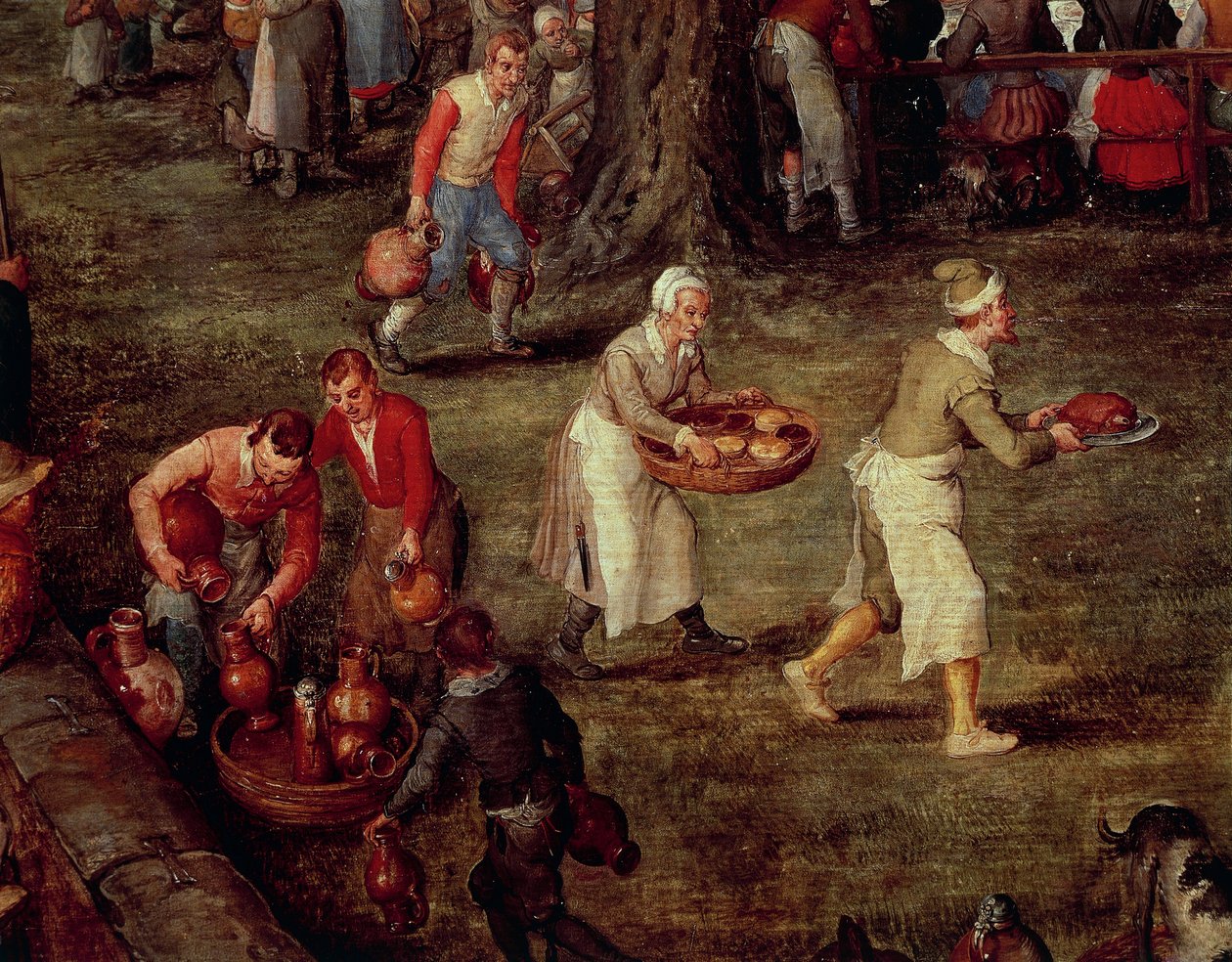 Servitörer som bär mat och vin av Jan the Elder Brueghel