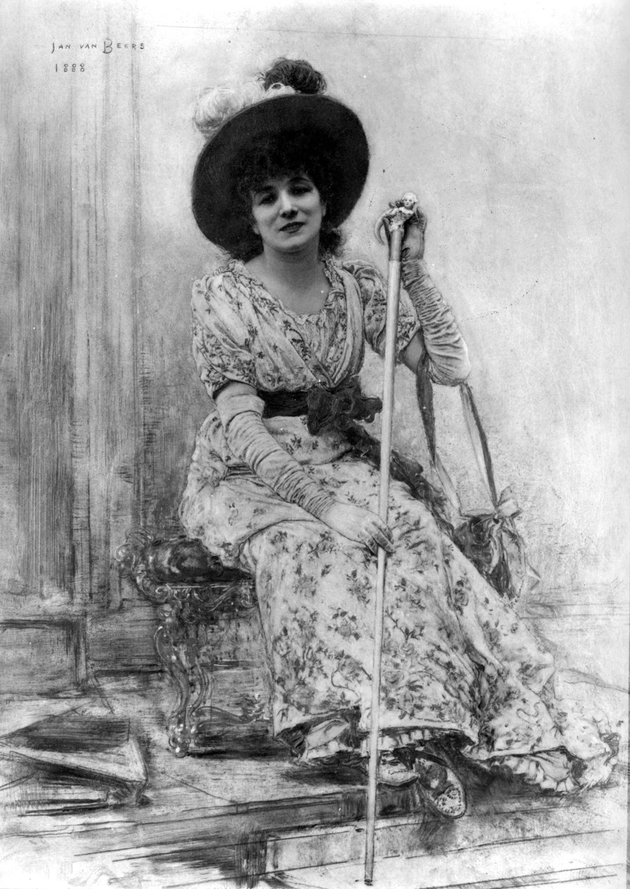 Porträtt av Sarah Bernhardt (1844-1923) av Jan van Beers