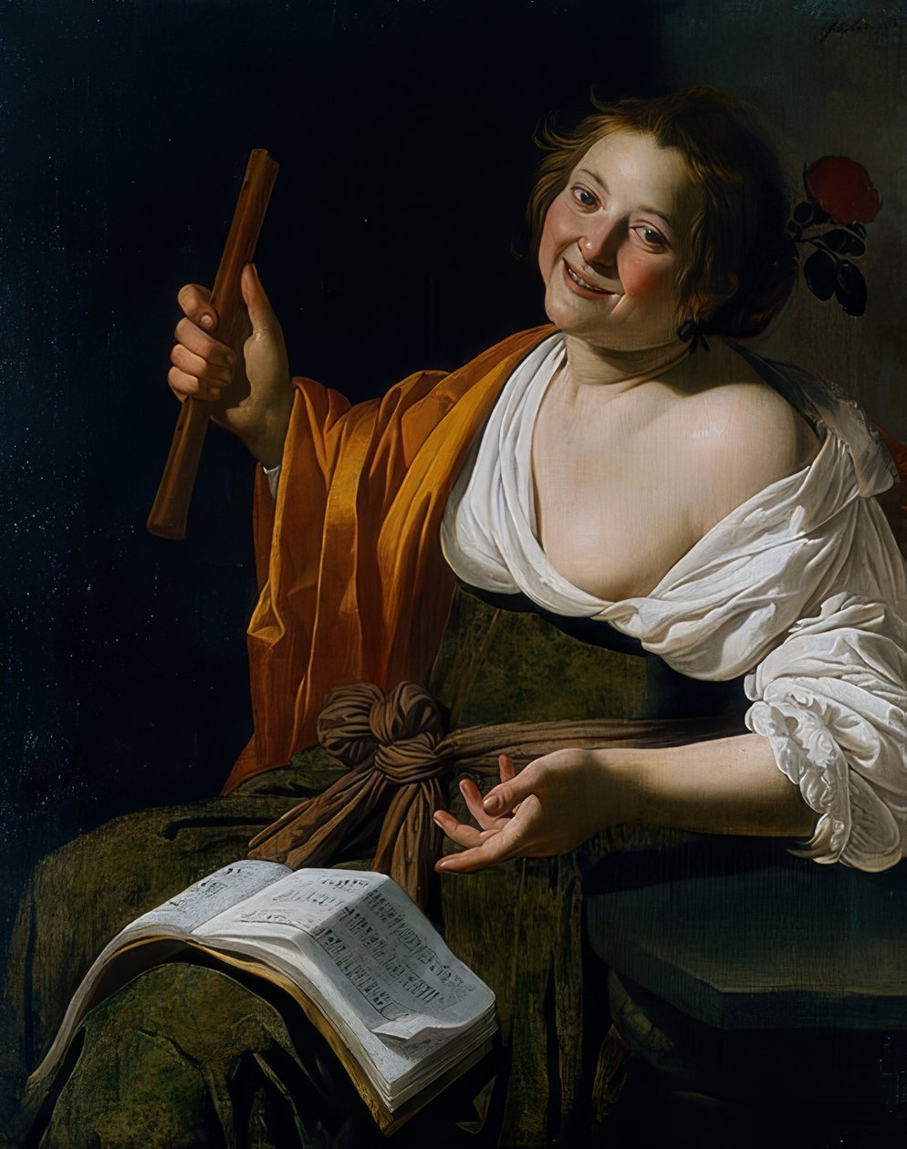 Flicka med flöjt. Omkring 1630 av Jan van Bijlert