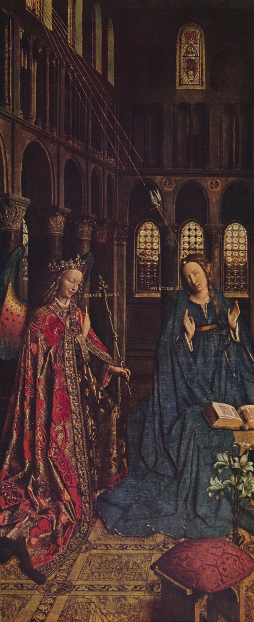 Bebådelsen, 1434-1436 av Jan van Eyck