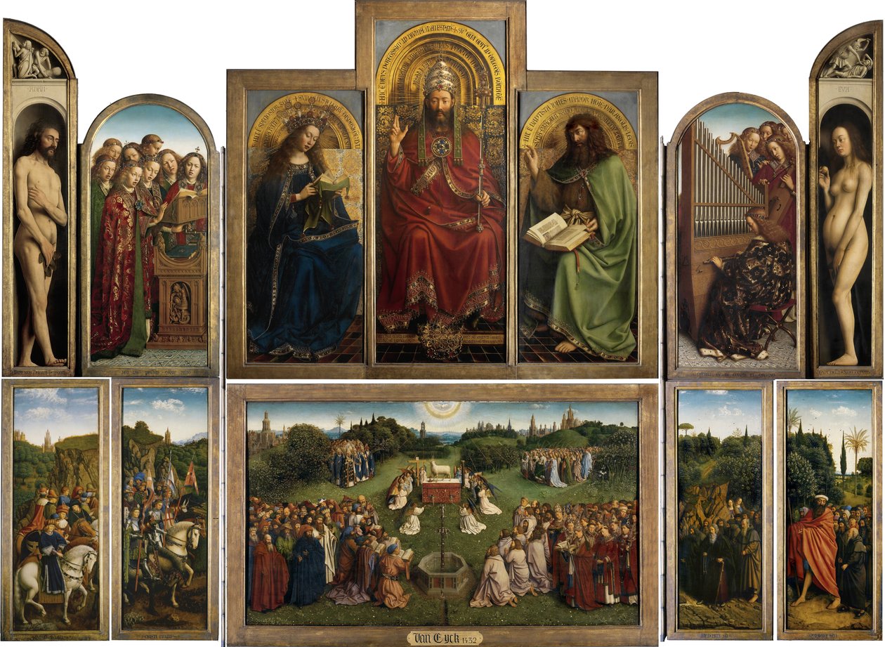 het Lam Gods (Ghent Altarpiece öppen) av Jan van Eyck