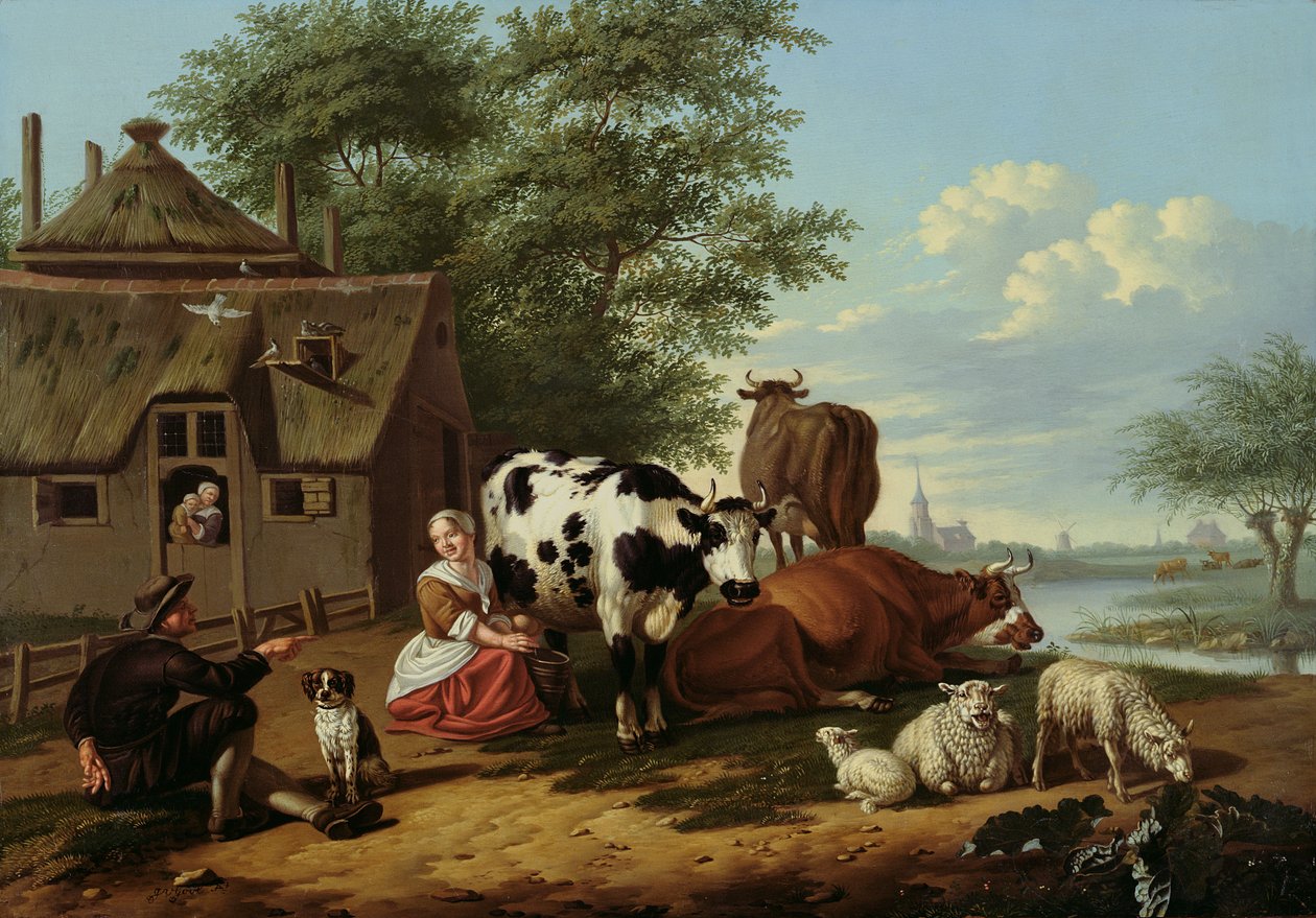 Boskap på en äng (panel) av Jan van Gool