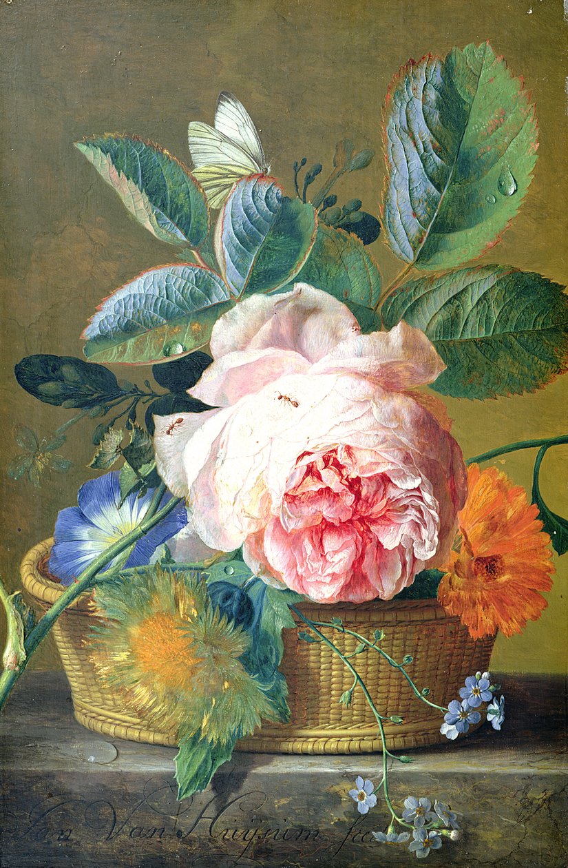 En korg med blommor, 1740-45 av Jan van Huysum