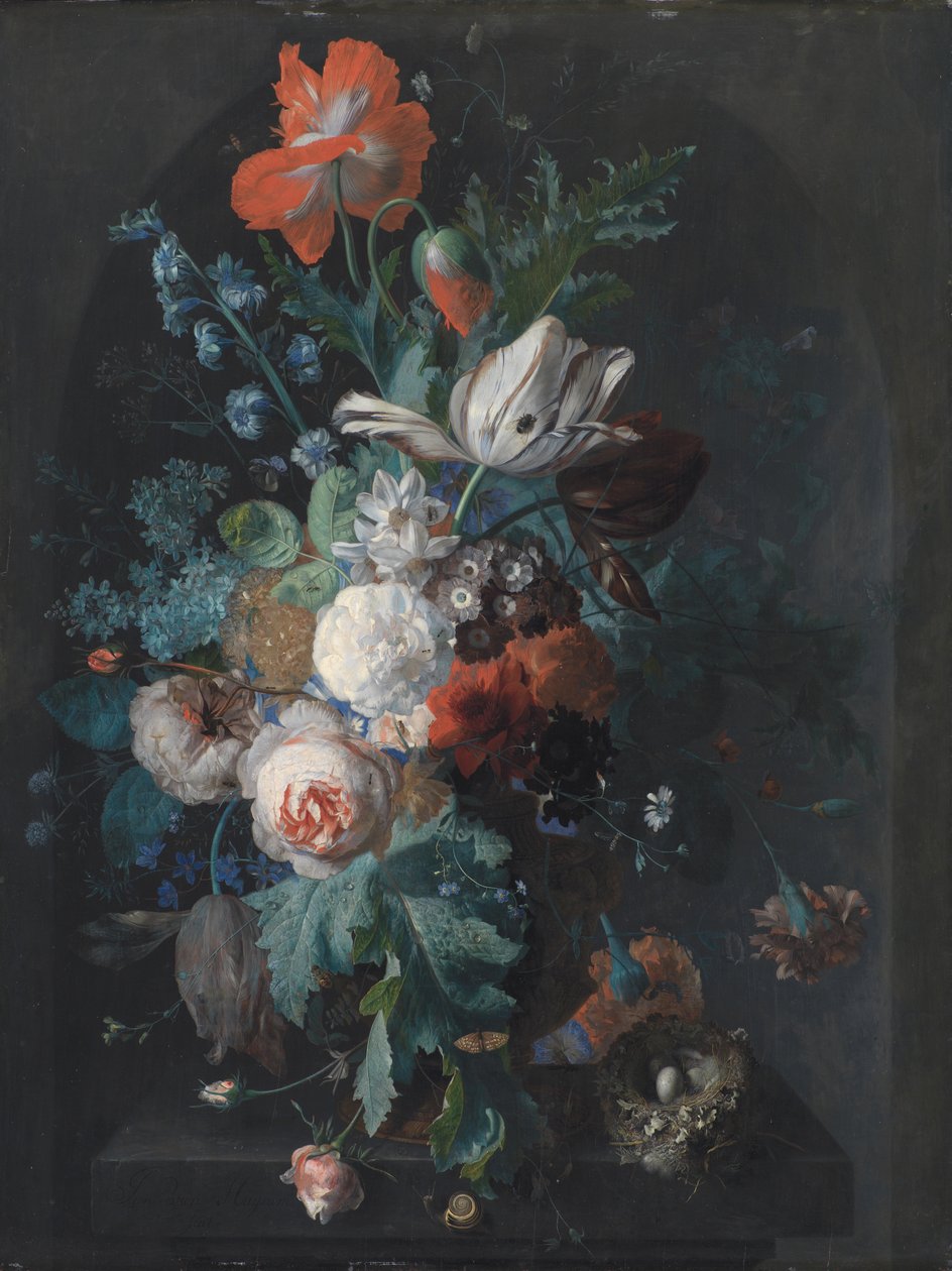 En vas med blommor av Jan van Huysum