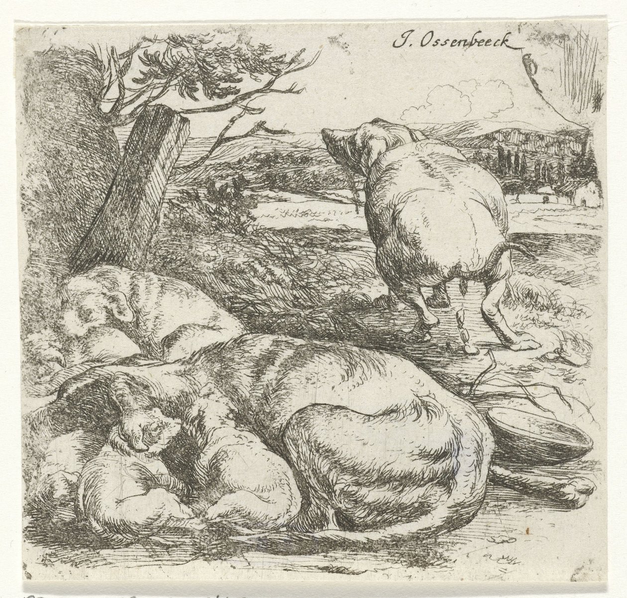 Tike med valpar av Jan van Ossenbeeck