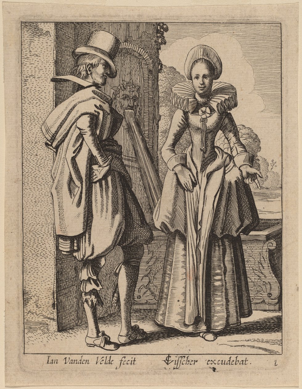 Två figurer i kostym av Jan van de Velde II